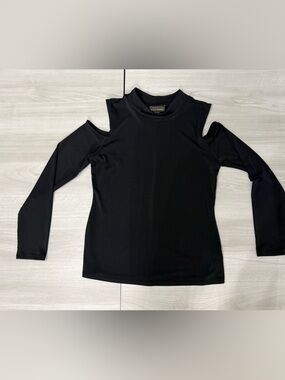 Bold Elements Black Cold-Shoulder Long Sleeve Top Sz M